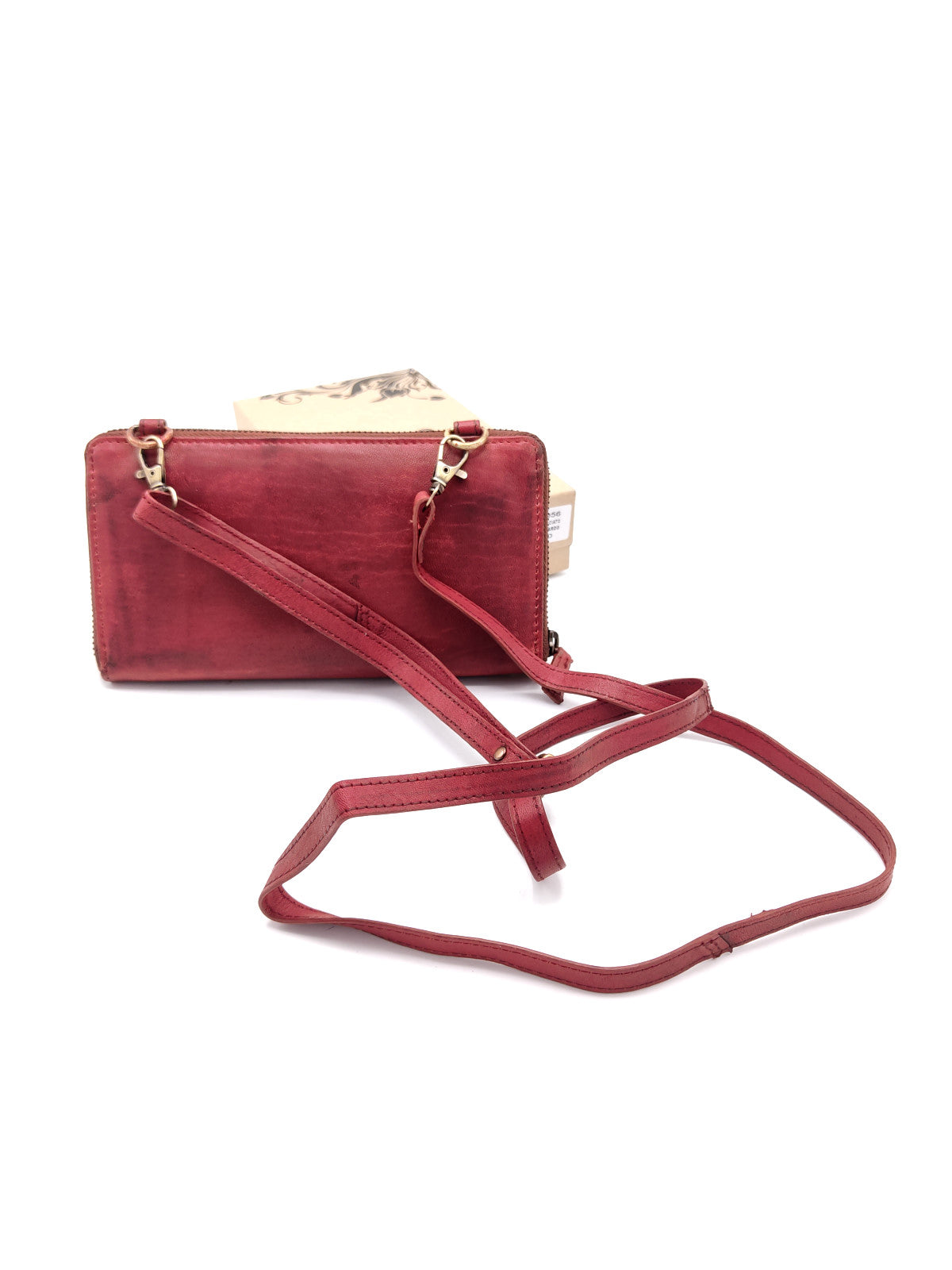 Washed leather and calf hair wallet art. LE056.422