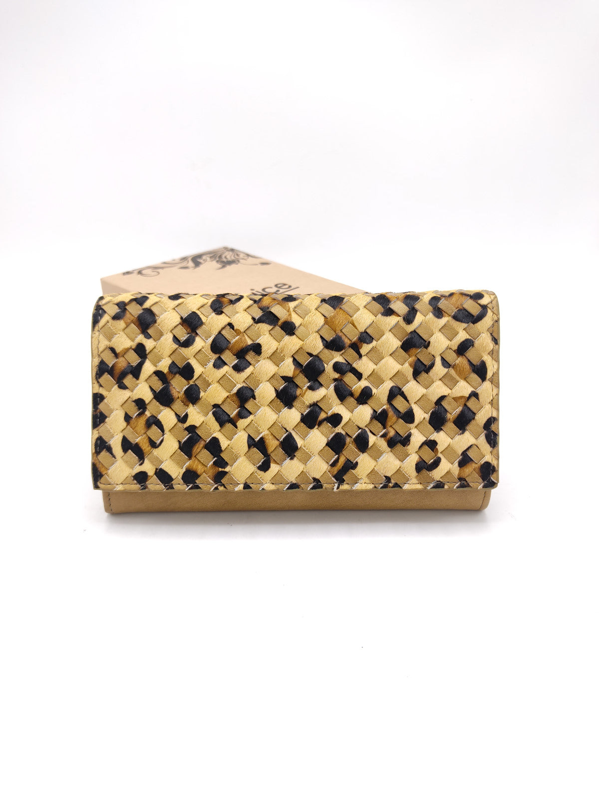 Washed leather and calf hair wallet art. LE057.422