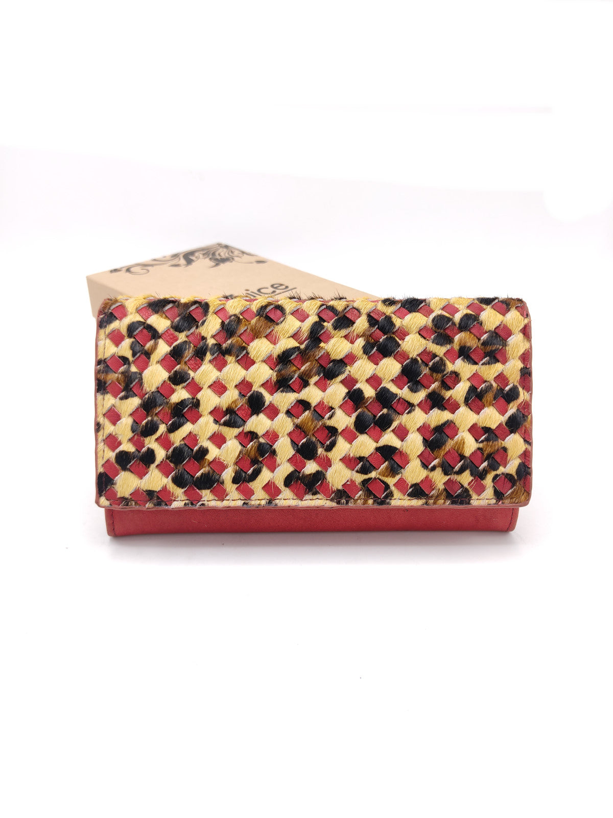 Washed leather and calf hair wallet art. LE057.422