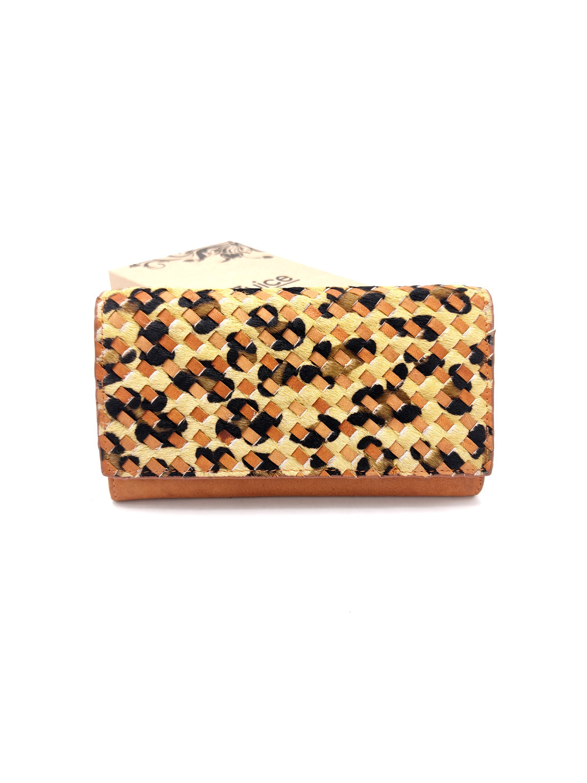 Washed leather and calf hair wallet art. LE057.422