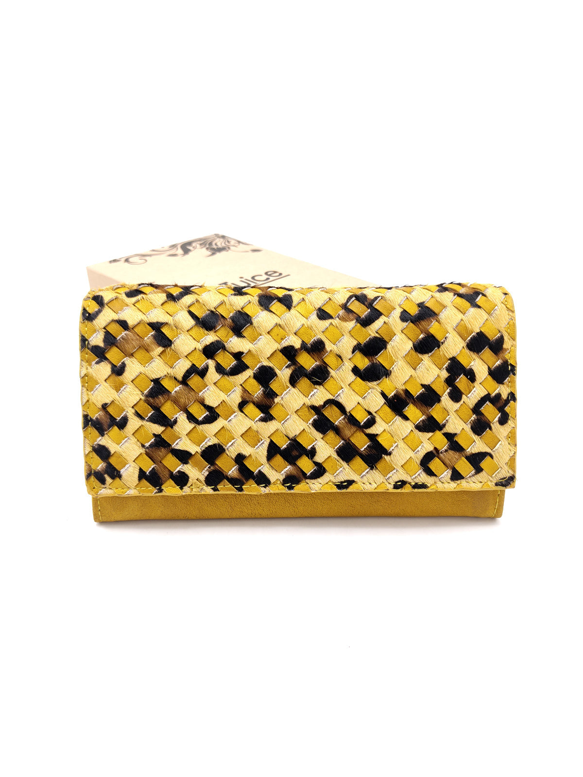 Washed leather and calf hair wallet art. LE057.422