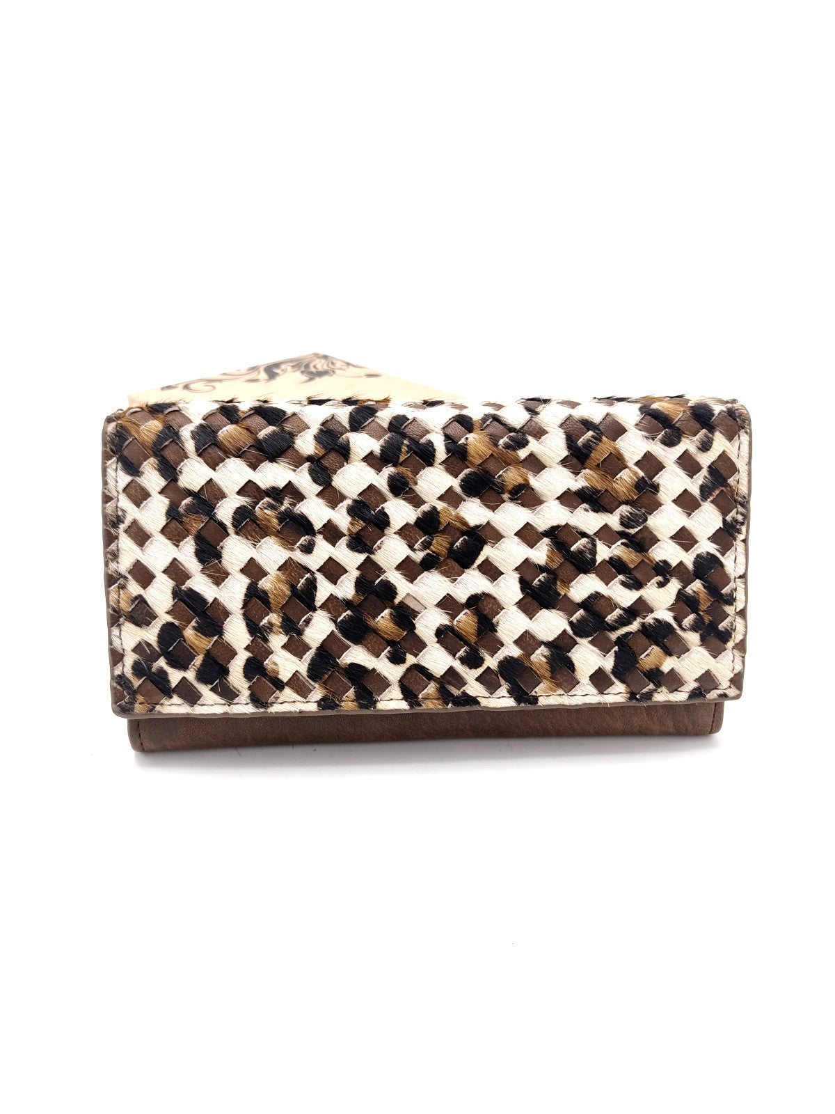 Washed leather and calf hair wallet art. LE057.422