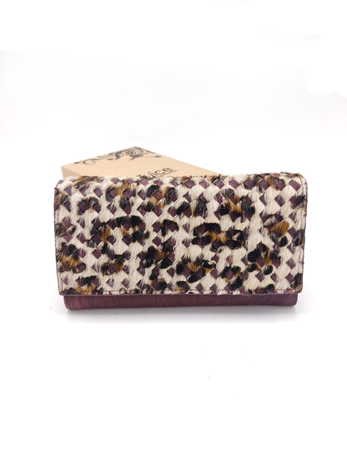 Washed leather and calf hair wallet art. LE057.422