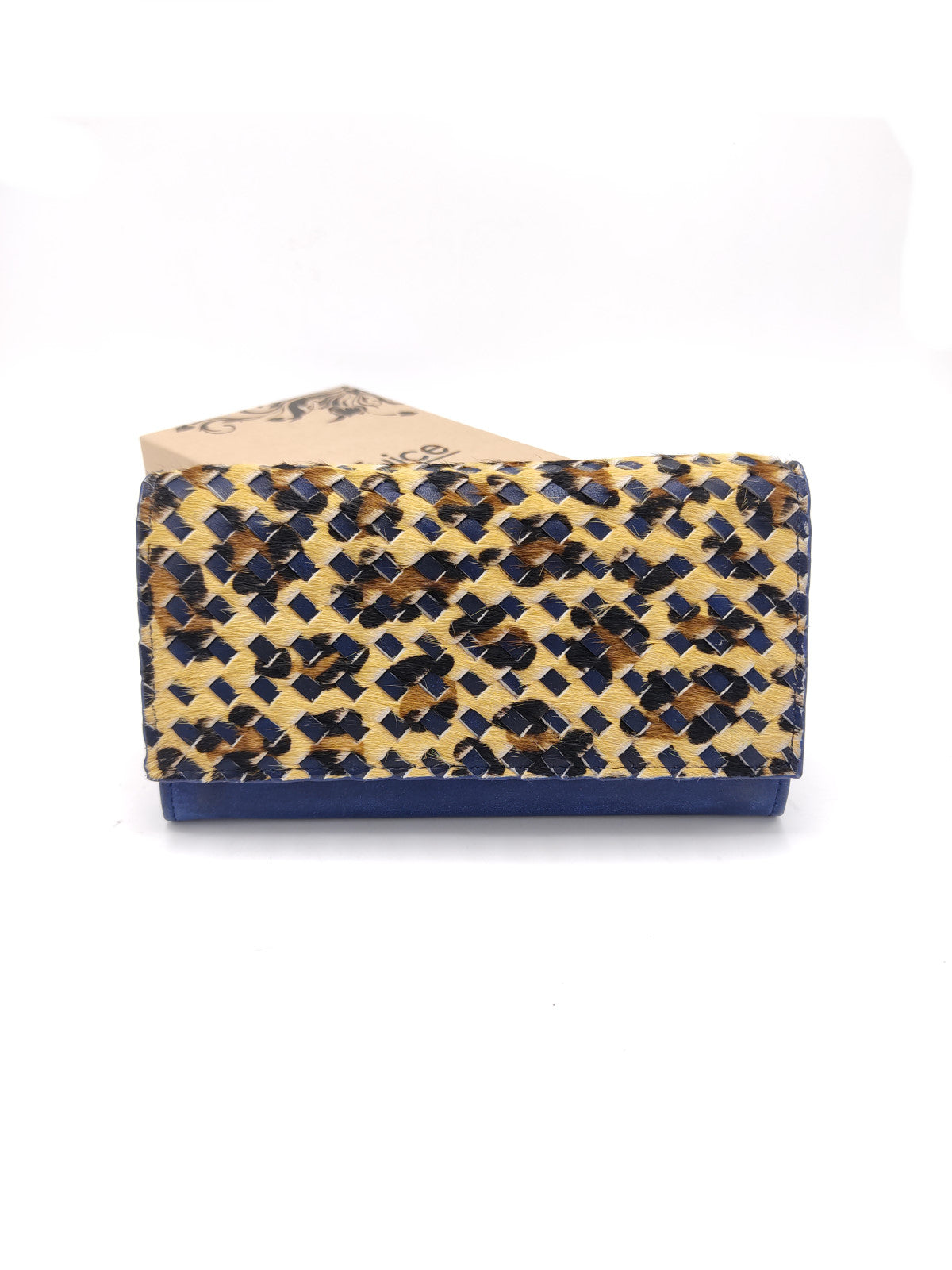 Washed leather and calf hair wallet art. LE057.422