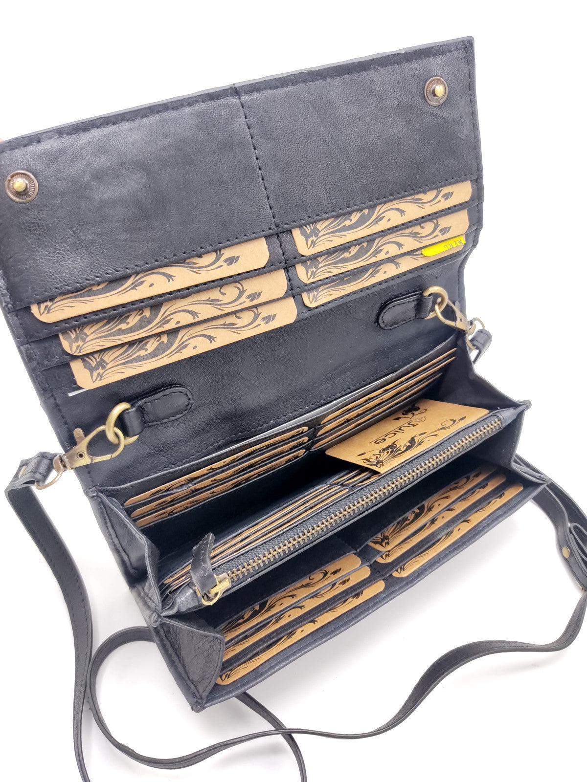 Washed leather and calf hair wallet art. LE057.422