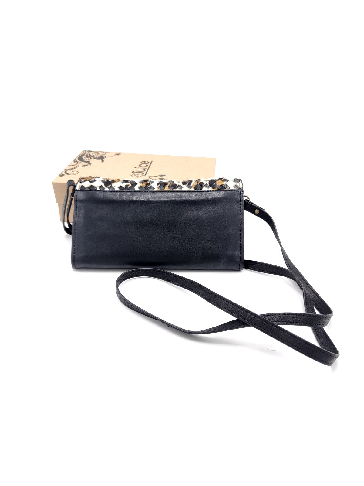 Washed leather and calf hair wallet art. LE057.422