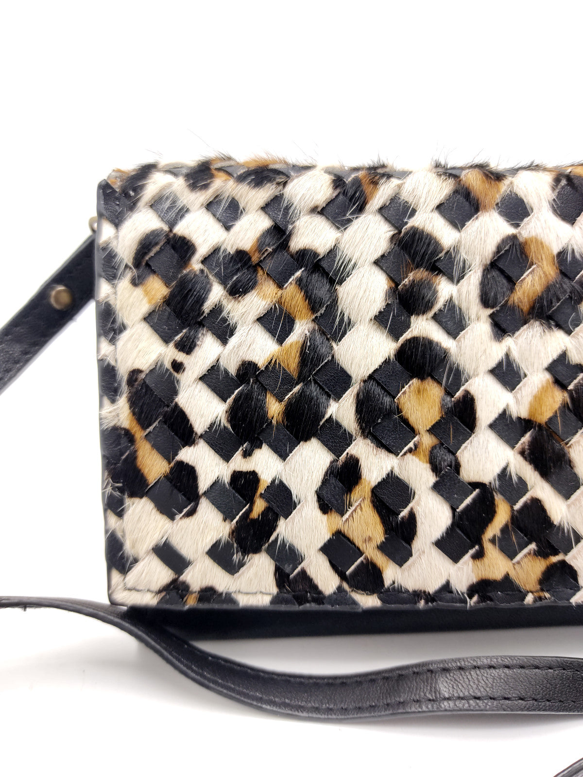 Washed leather and calf hair wallet art. LE057.422