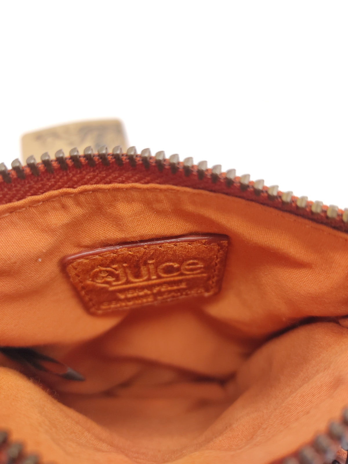 Washed leather and calf hair cellphone holder art. LE052.422