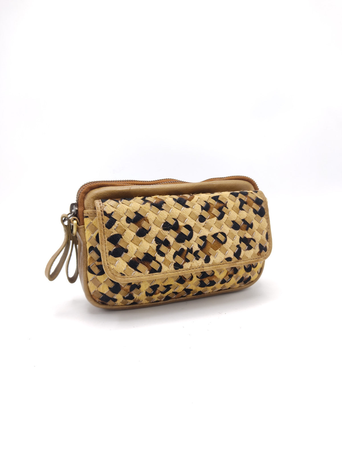 Washed leather and calf hair shoulder bag art. LE024.422