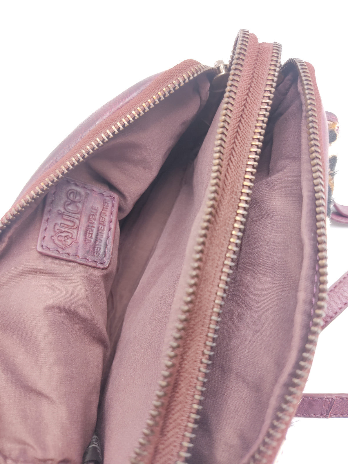 Washed leather and calf hair shoulder bag art. LE024.422