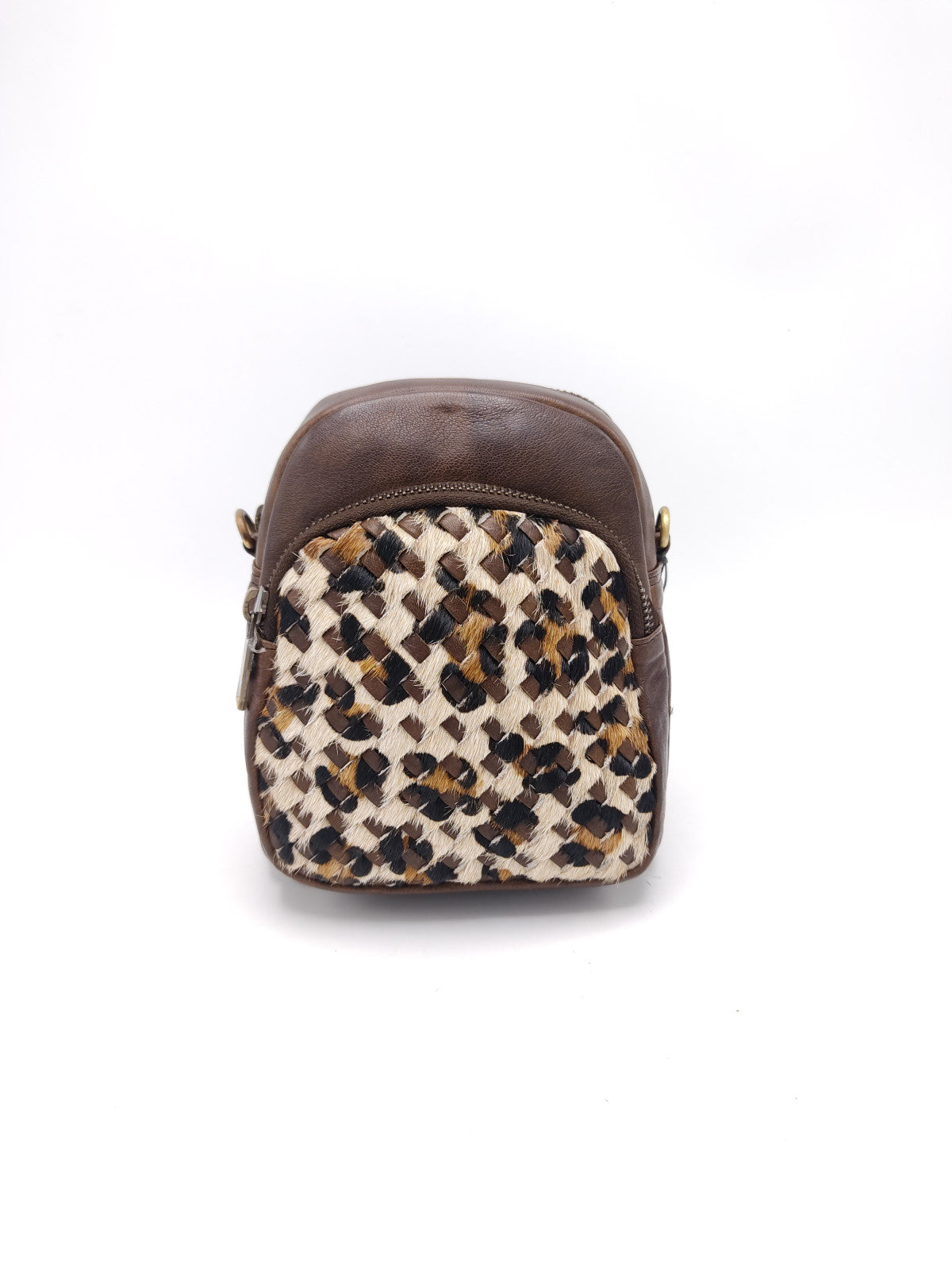 Washed leather and calf hair shoulder bag art. LE030.422