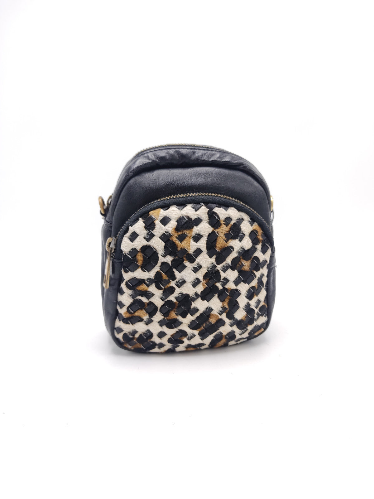 Washed leather and calf hair shoulder bag art. LE030.422