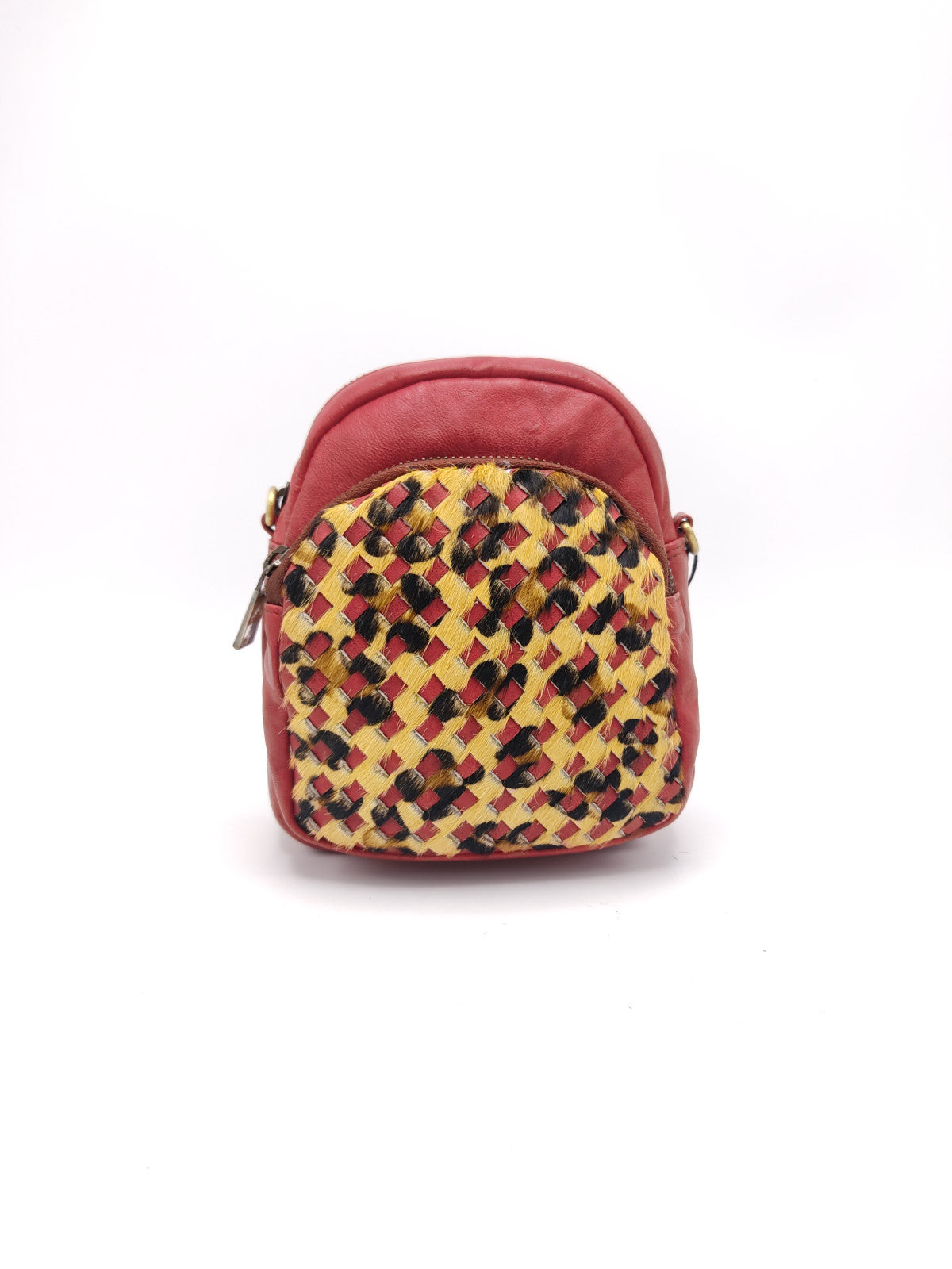 Washed leather and calf hair shoulder bag art. LE030.422