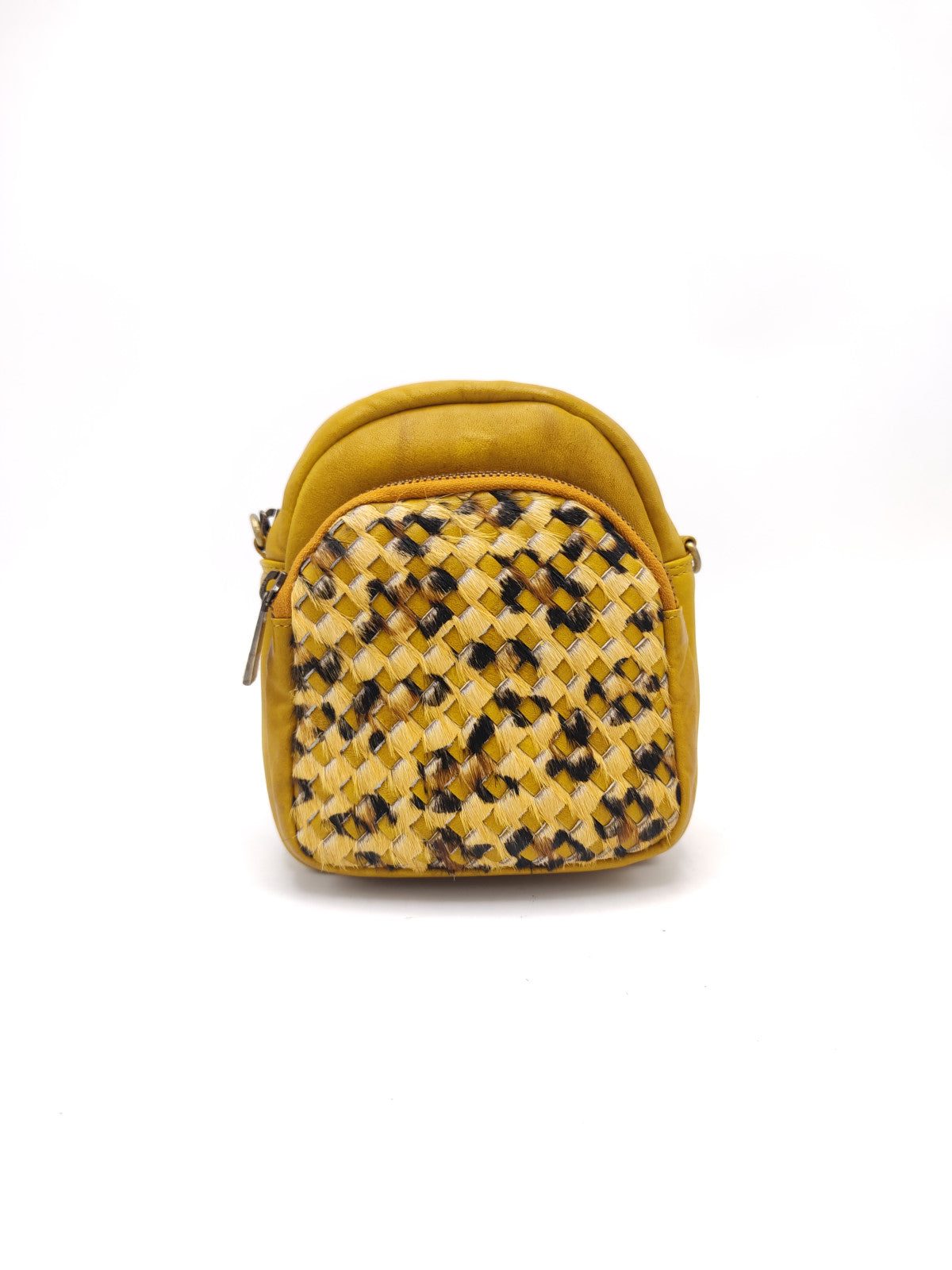 Washed leather and calf hair shoulder bag art. LE030.422