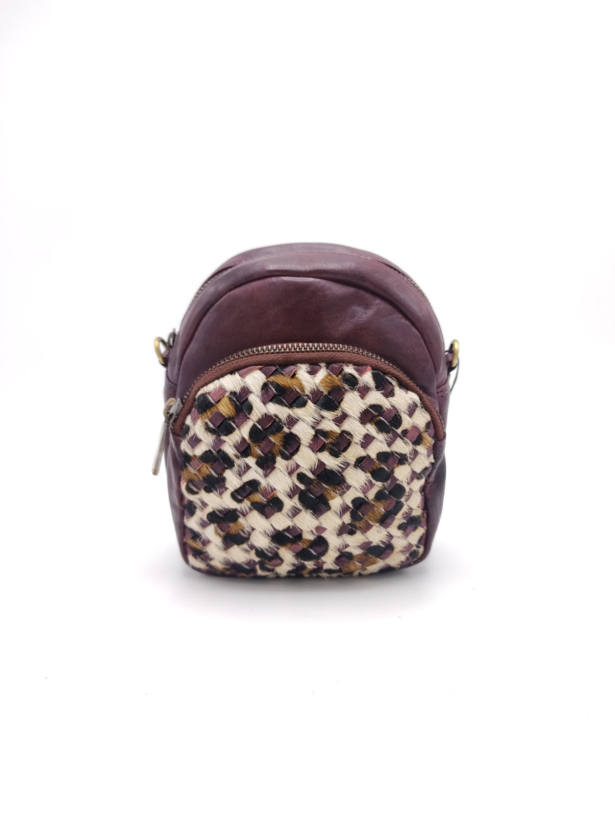 Washed leather and calf hair shoulder bag art. LE030.422