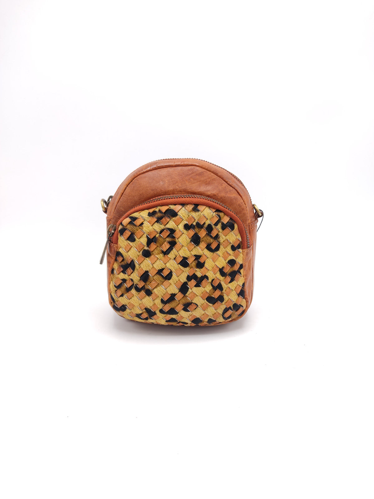 Washed leather and calf hair shoulder bag art. LE030.422