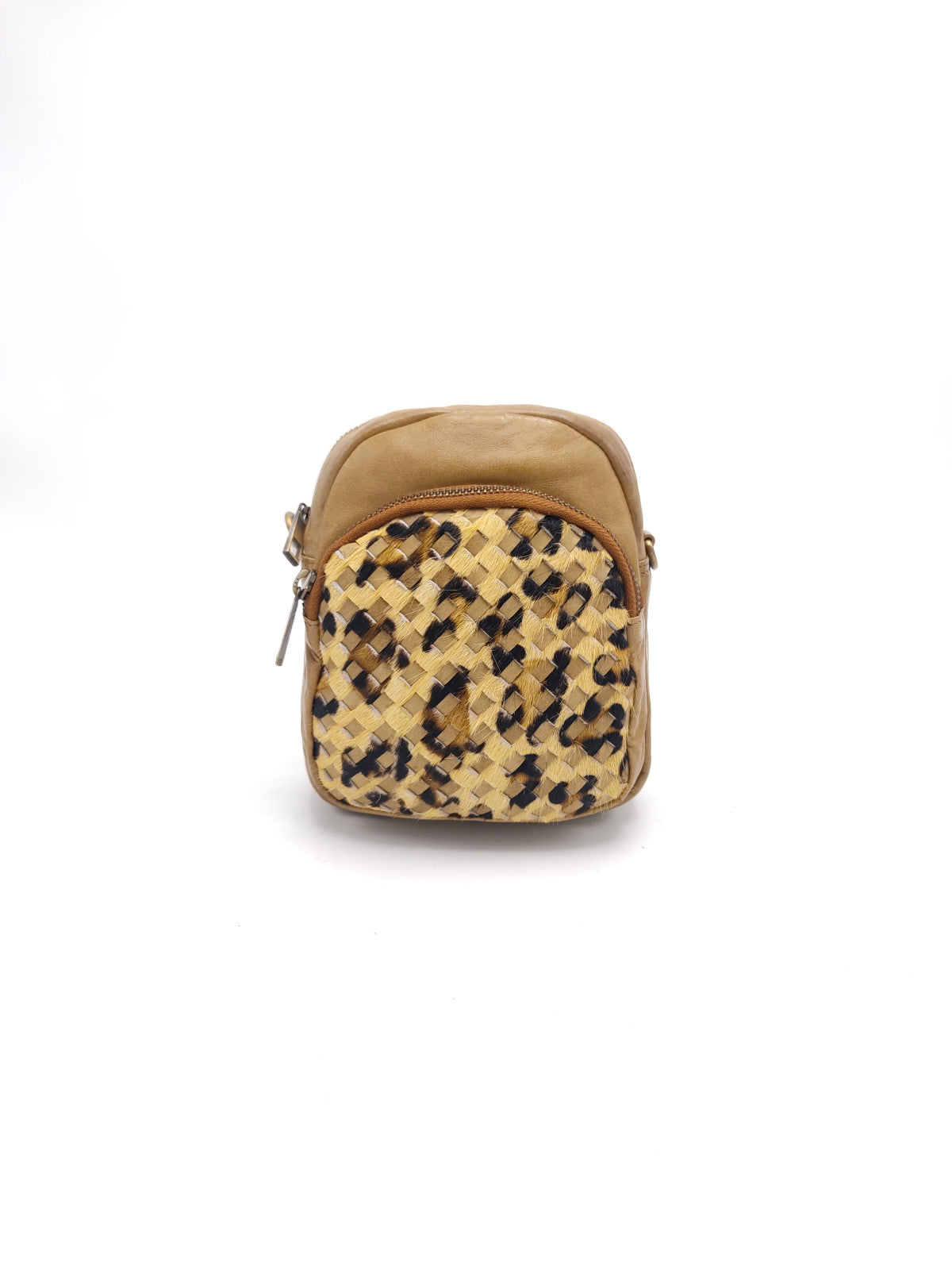 Washed leather and calf hair shoulder bag art. LE030.422