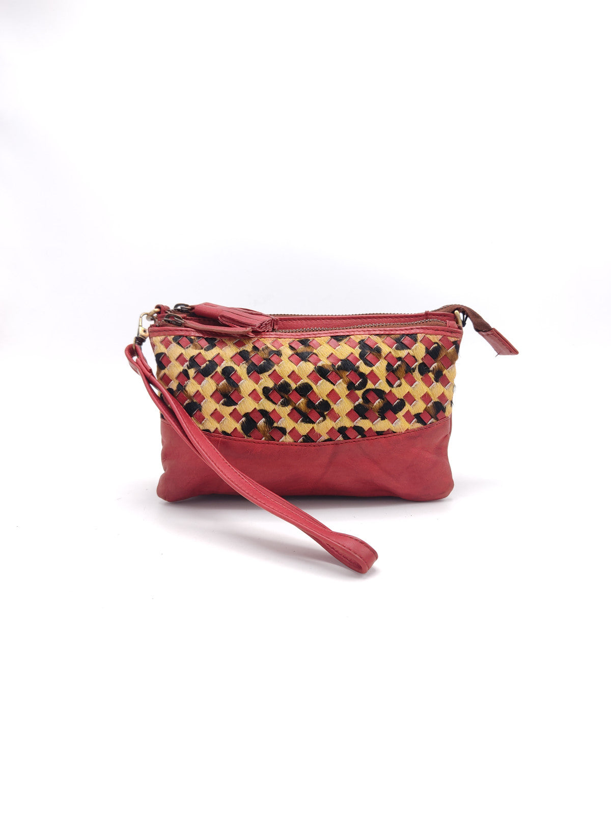 Washed leather and calf hair shoulder bag art. LE042.422