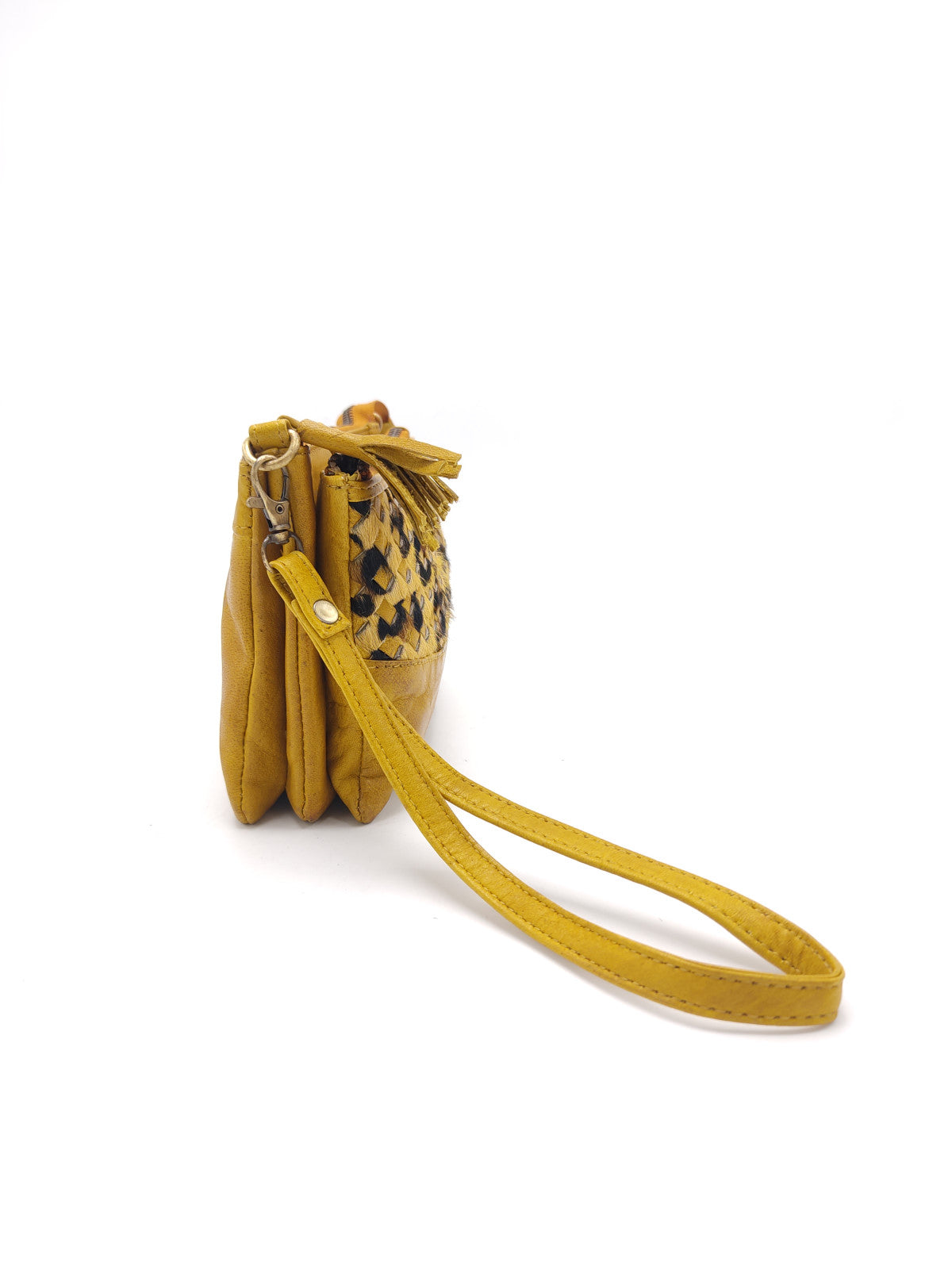 Washed leather and calf hair shoulder bag art. LE042.422