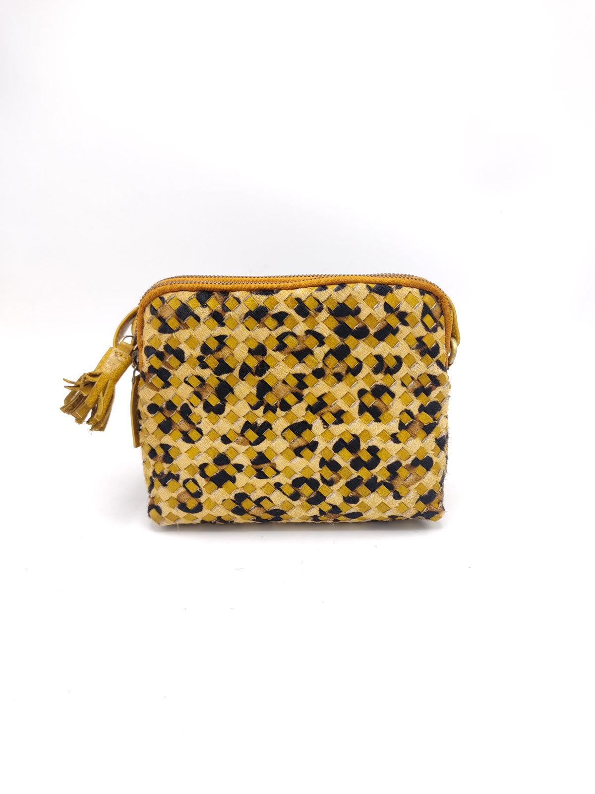 Washed leather and calf hair shoulder bag art. LE043.422