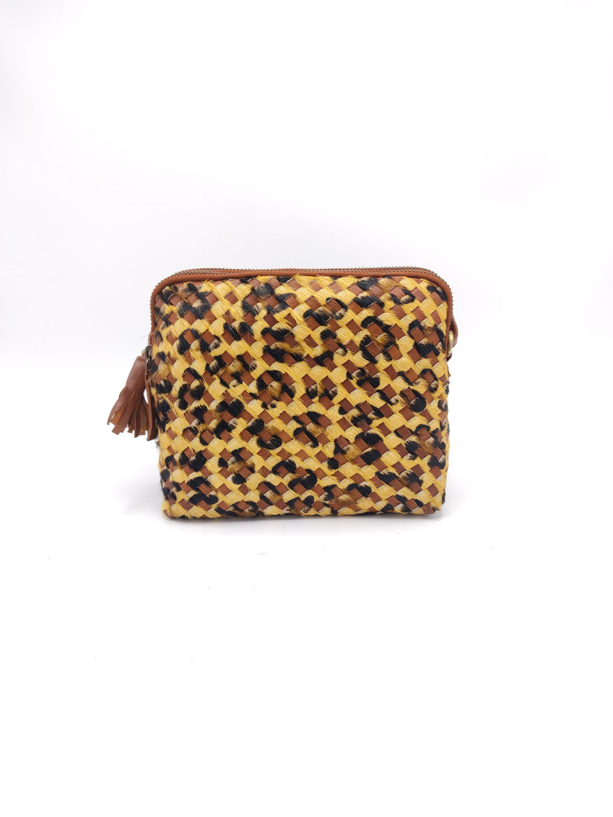 Washed leather and calf hair shoulder bag art. LE043.422