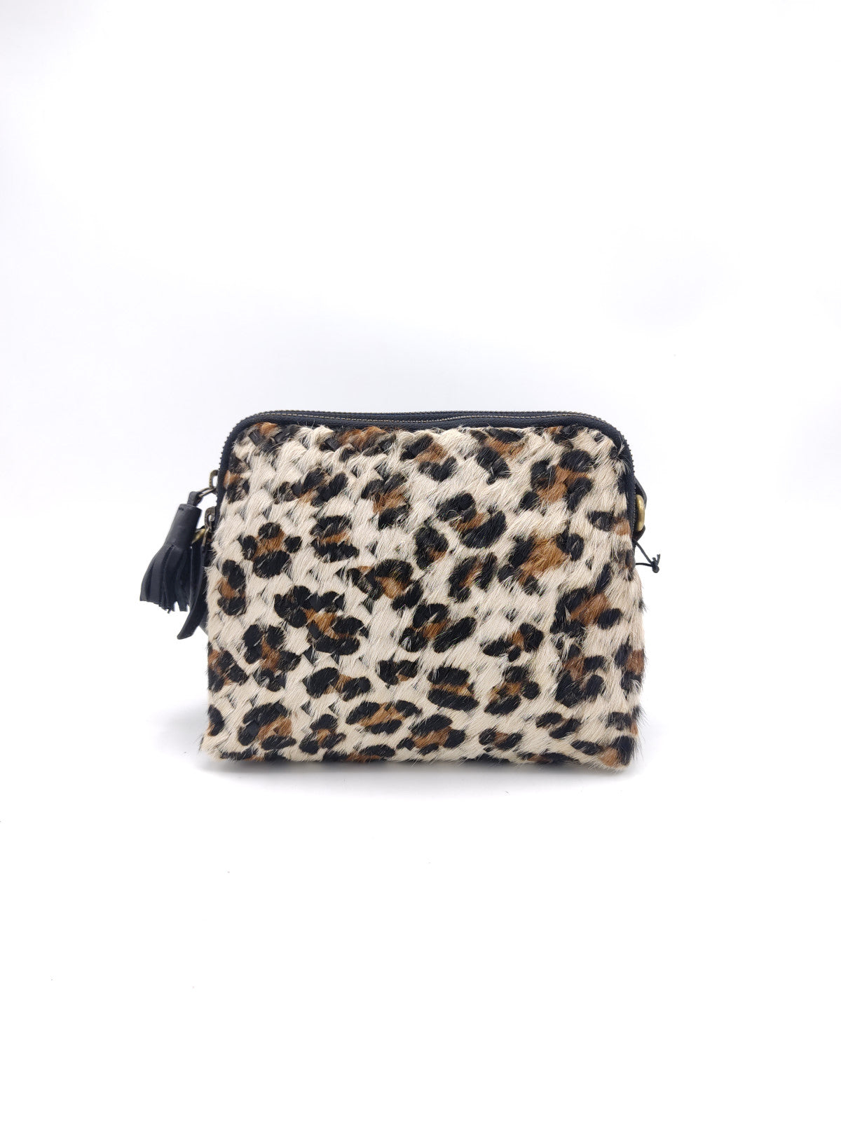 Washed leather and calf hair shoulder bag art. LE043.422