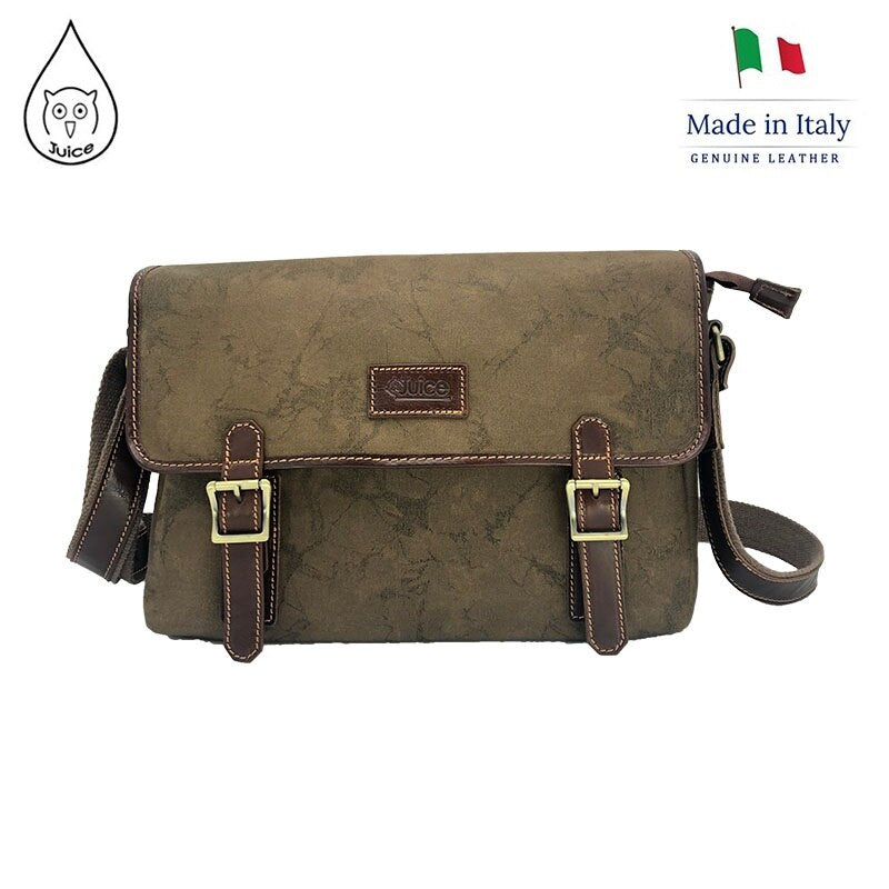 Canvas material and genuine leather shoulder bag for men, Made in Italy art. 112249