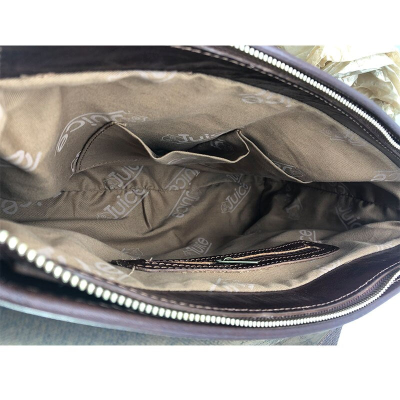 Canvas material and genuine leather shoulder bag for men, Made in Italy art. 112249