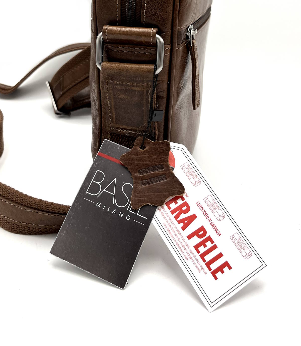 Brand Basile, Genuine Leather Messenger Bag, for men, art. 2355TI.392