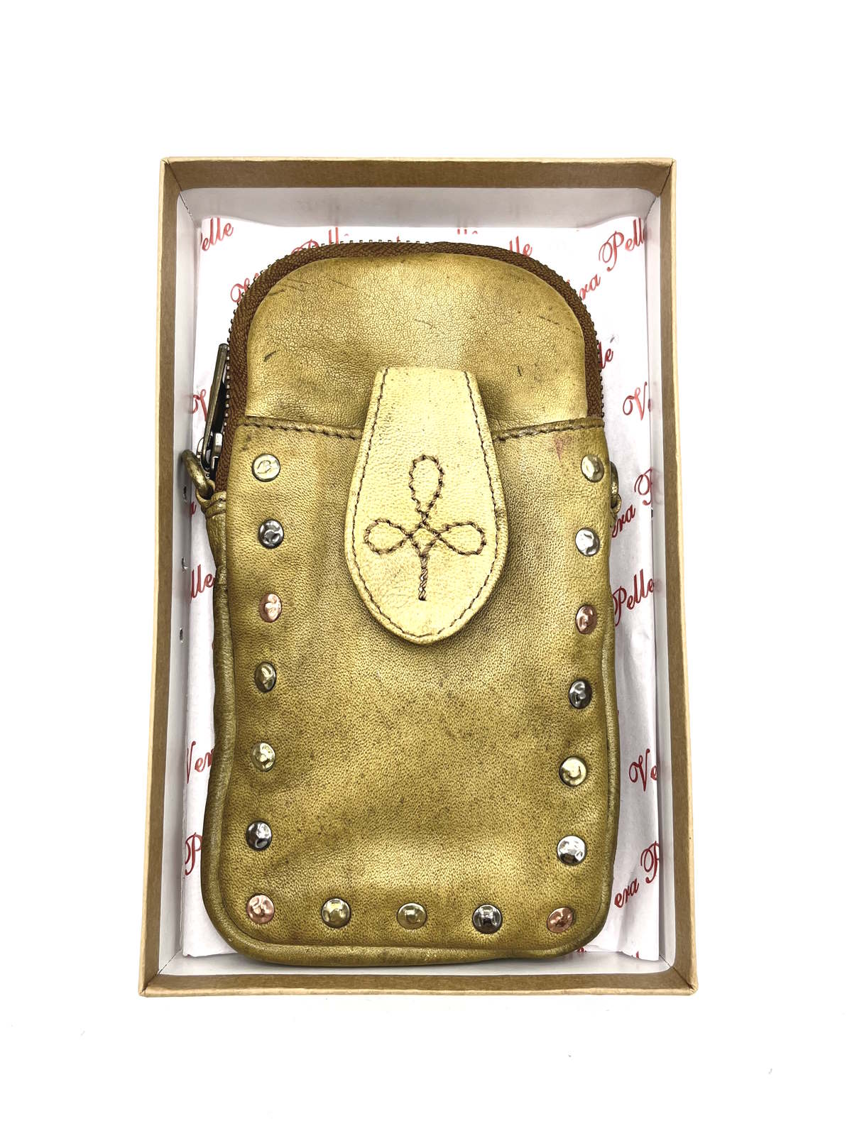 Phone case with strap in washed leather, Brand Juice, art. 054-JU02.422