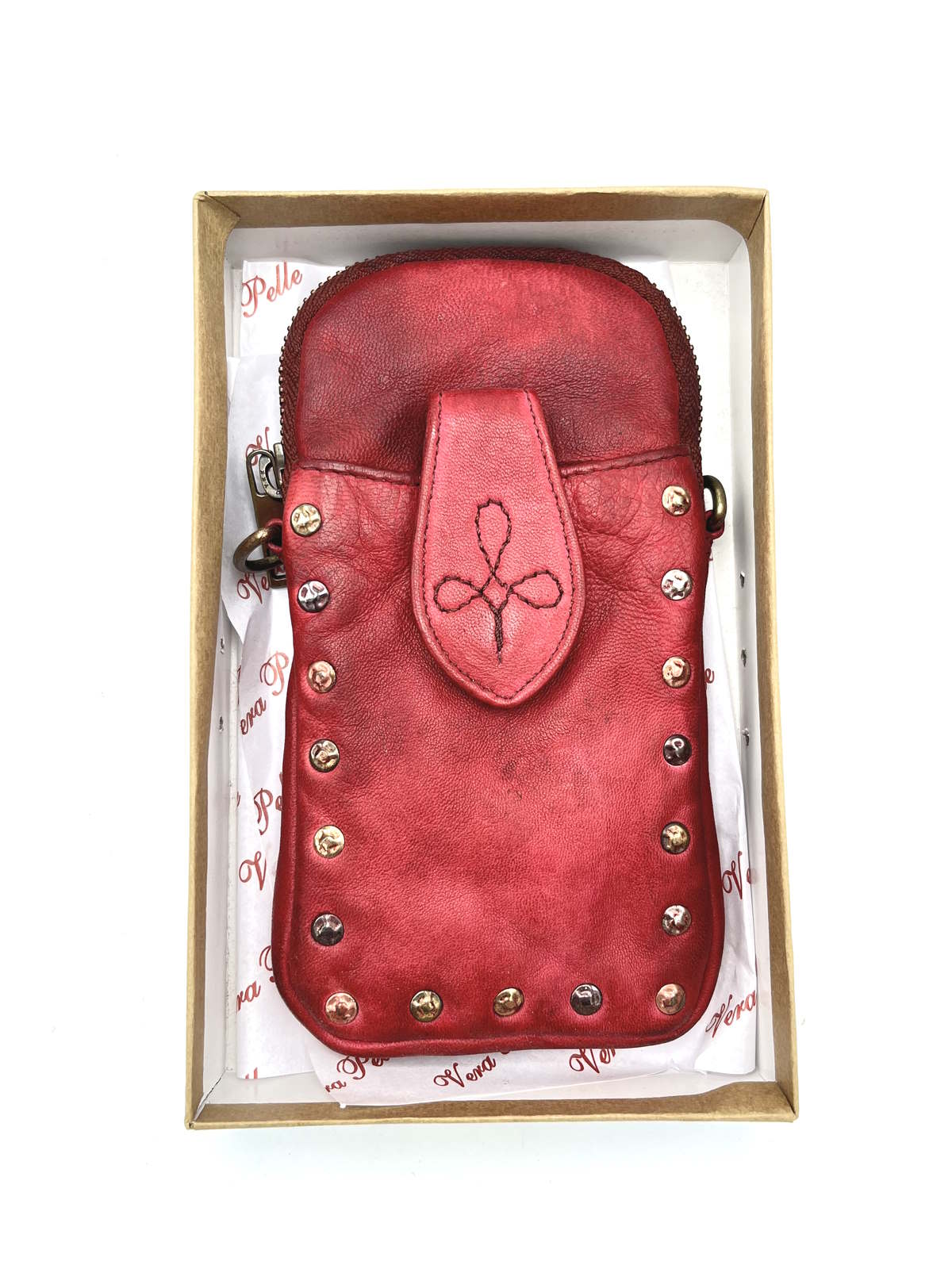 Phone case with strap in washed leather, Brand Juice, art. 054-JU02.422