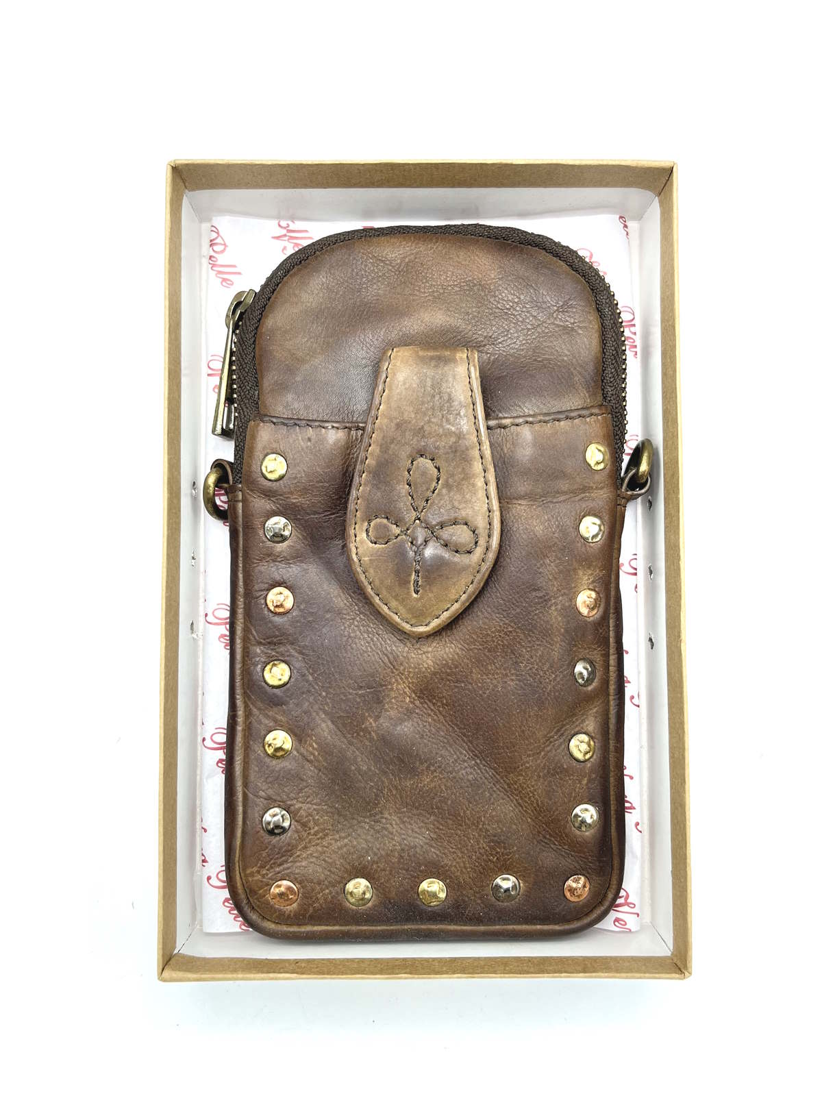 Phone case with strap in washed leather, Brand Juice, art. 054-JU02.422