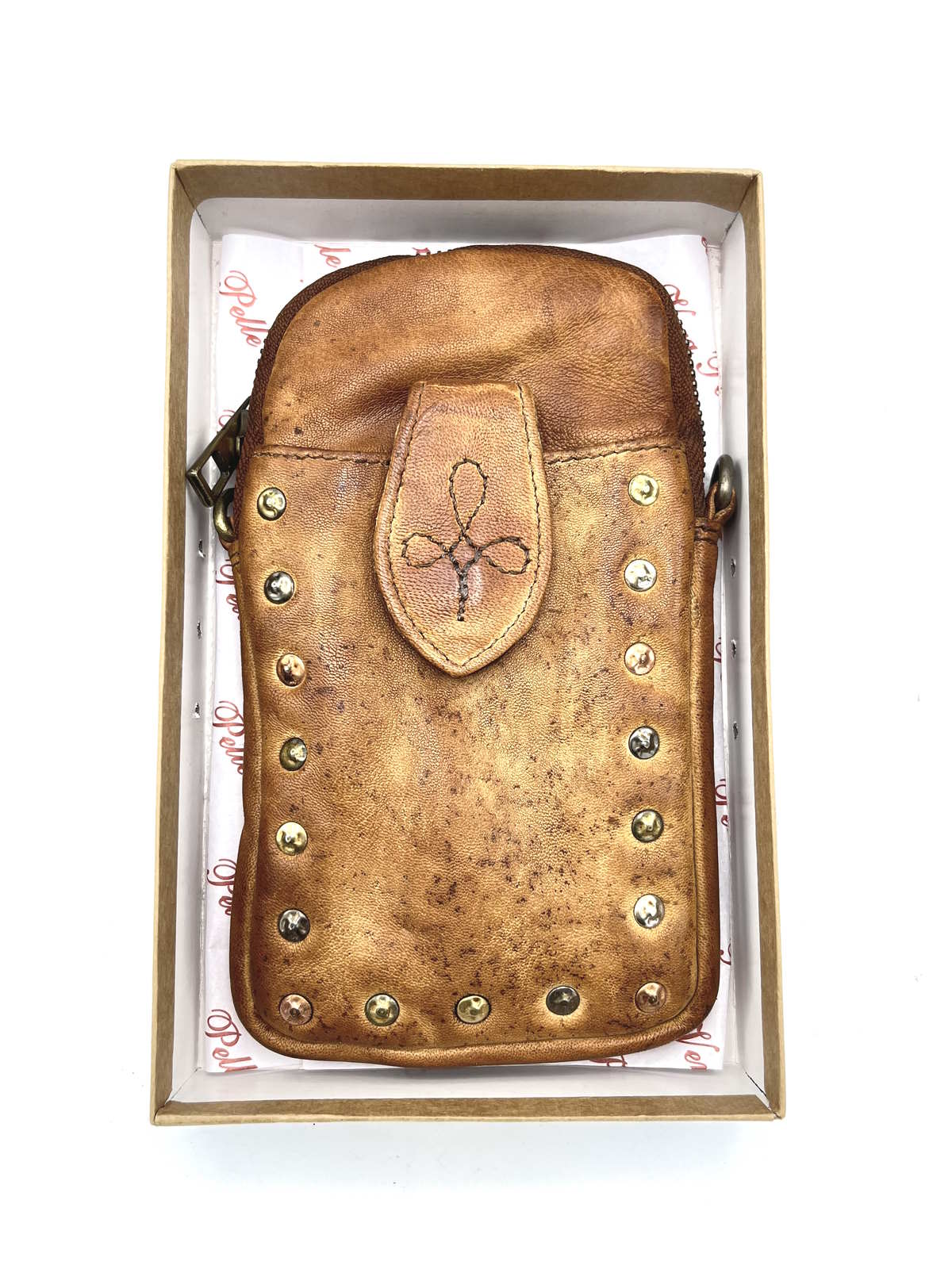 Phone case with strap in washed leather, Brand Juice, art. 054-JU02.422
