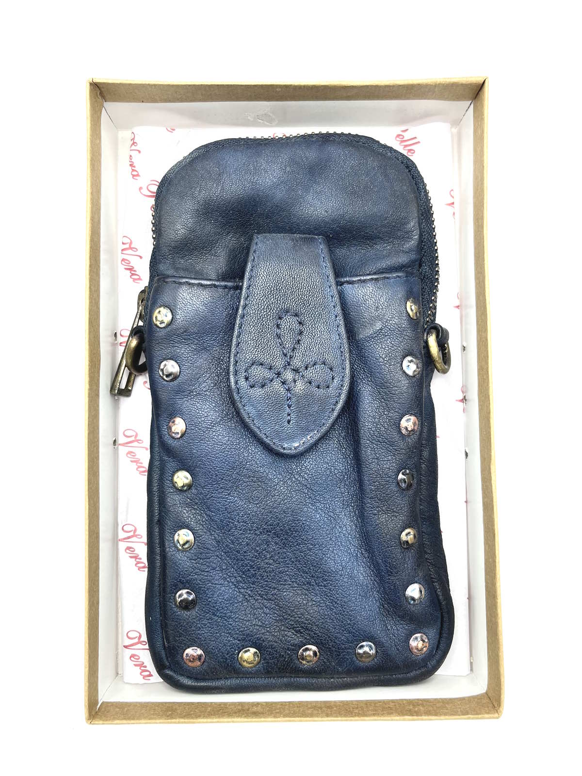 Phone case with strap in washed leather, Brand Juice, art. 054-JU02.422