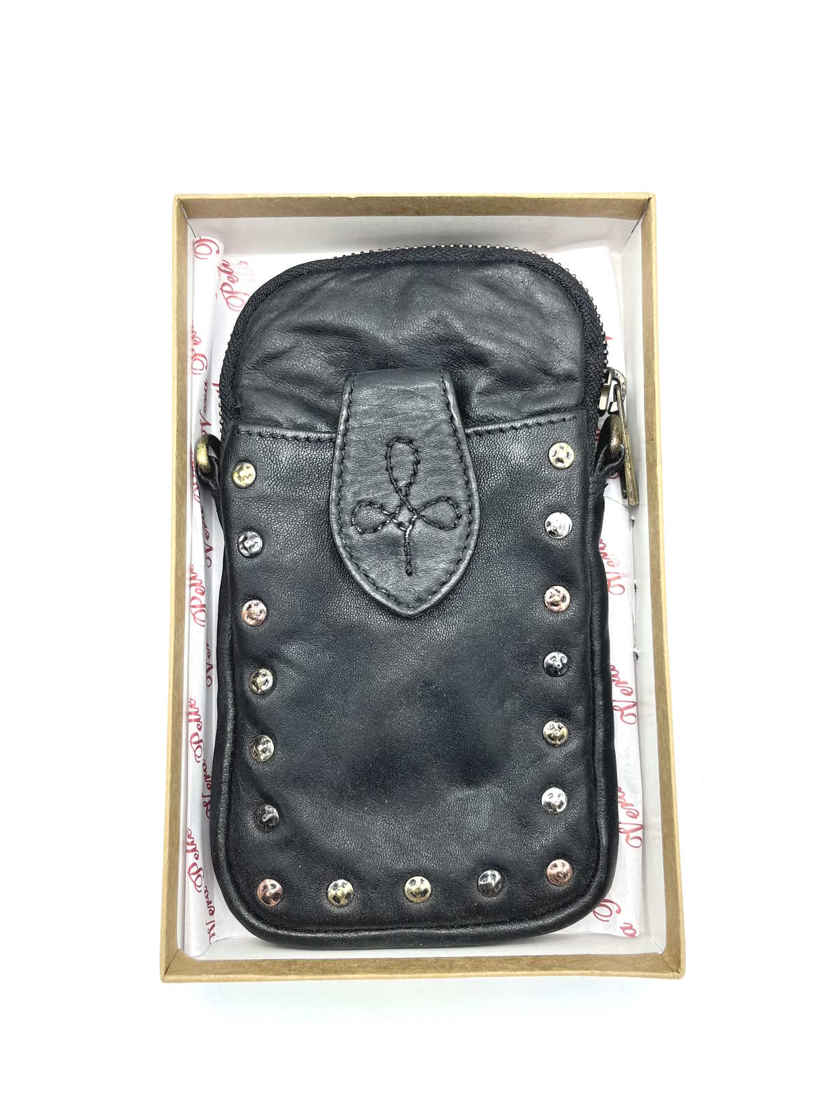 Phone case with strap in washed leather, Brand Juice, art. 054-JU02.422