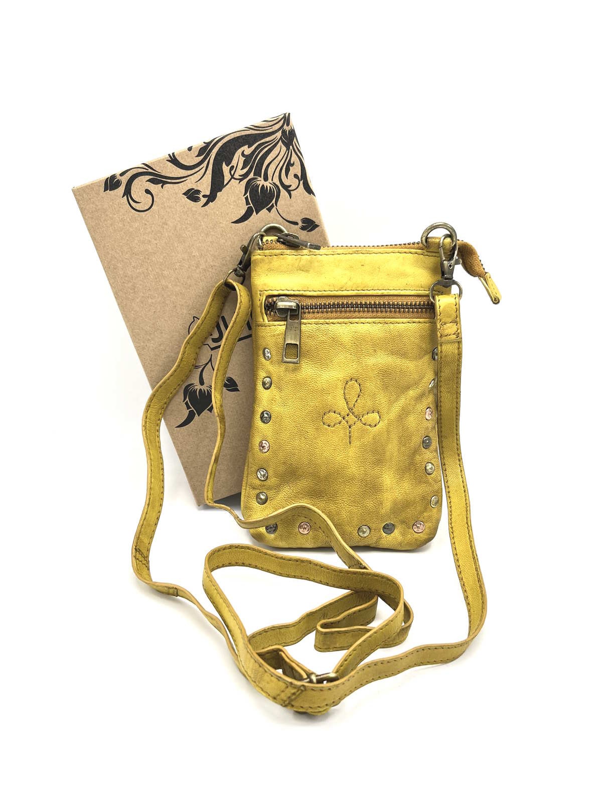 Phone case with strap in washed leather, Brand Juice, art. 052-JU02.422