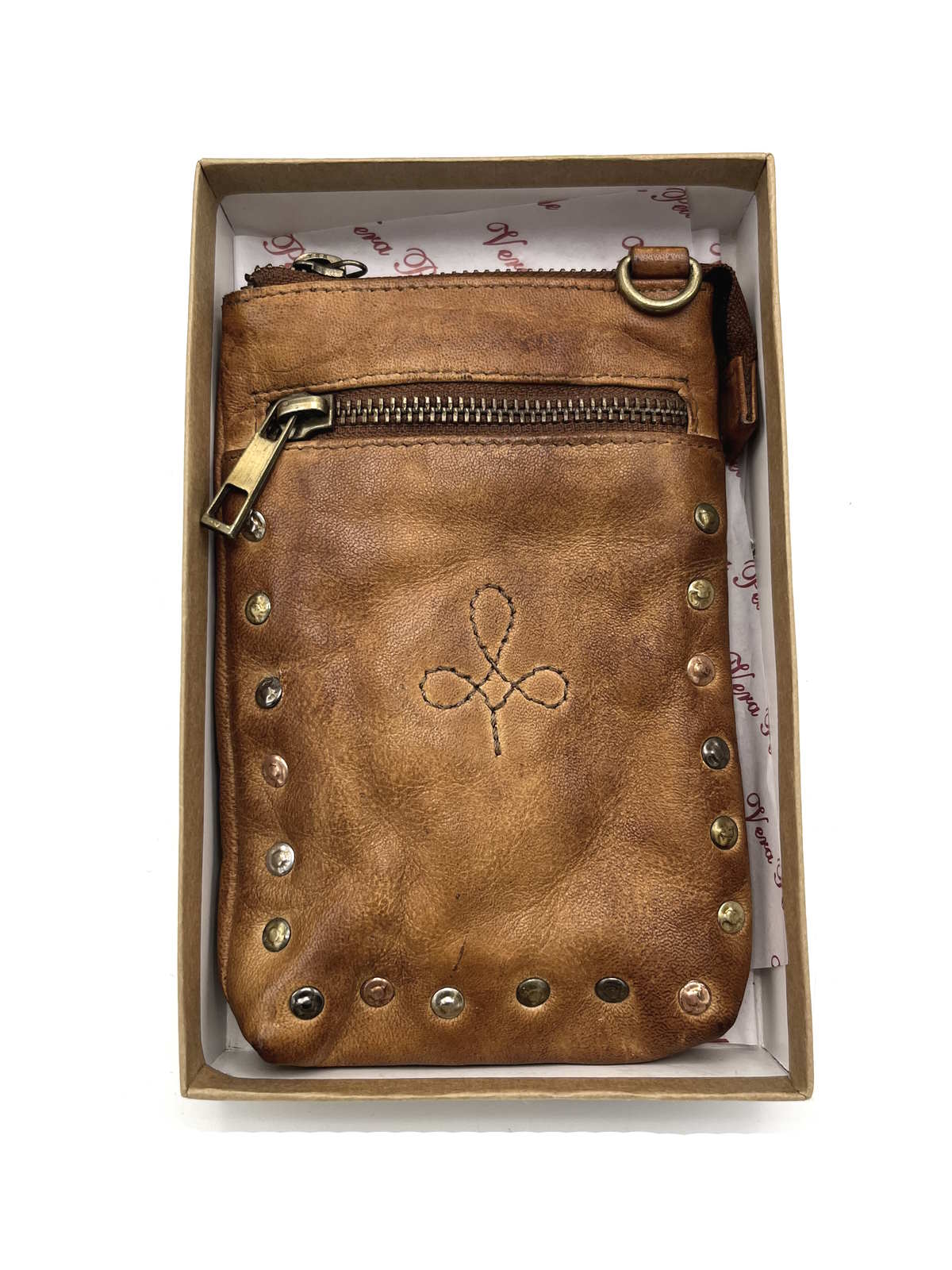 Phone case with strap in washed leather, Brand Juice, art. 052-JU02.422