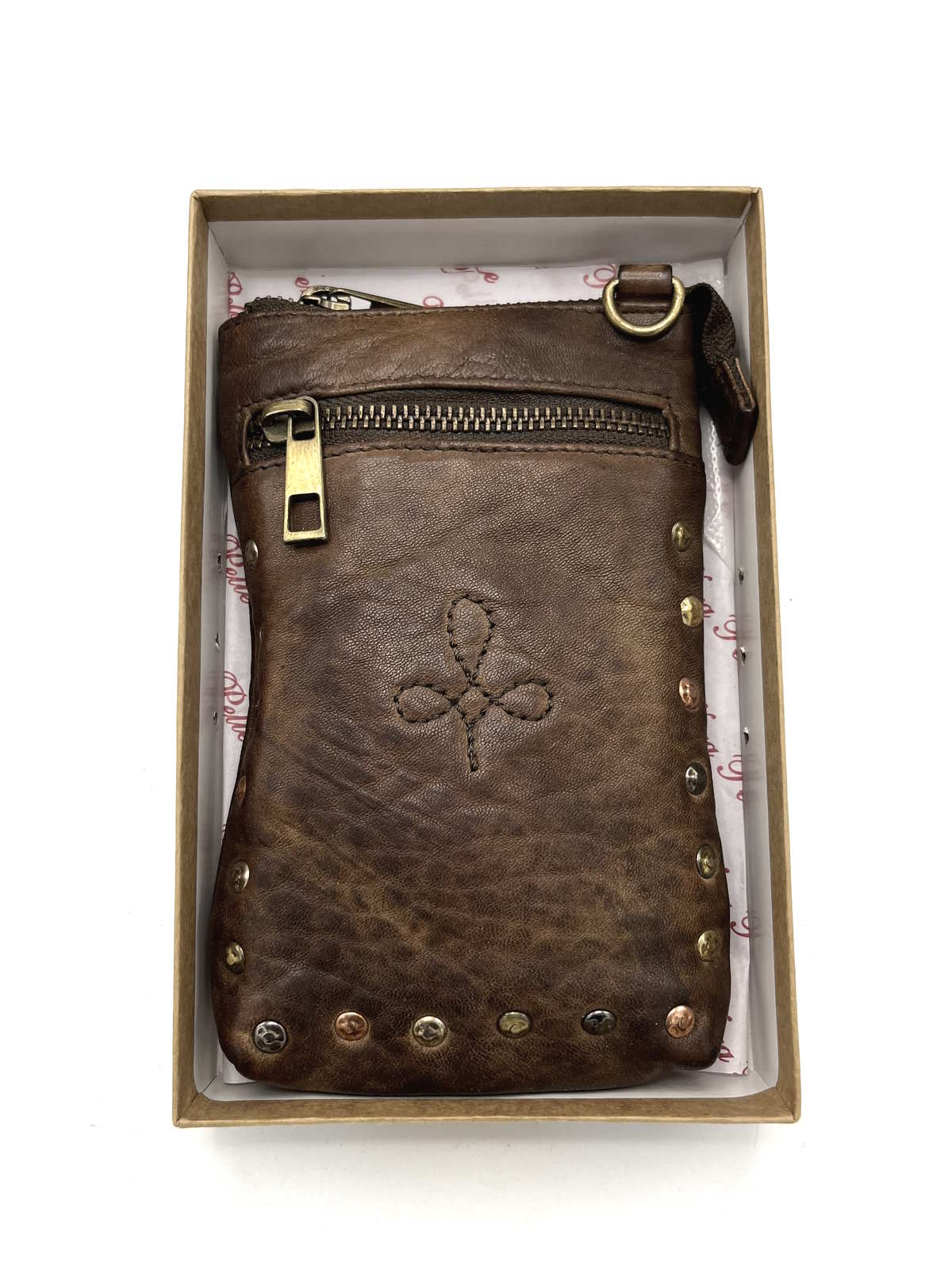 Phone case with strap in washed leather, Brand Juice, art. 052-JU02.422