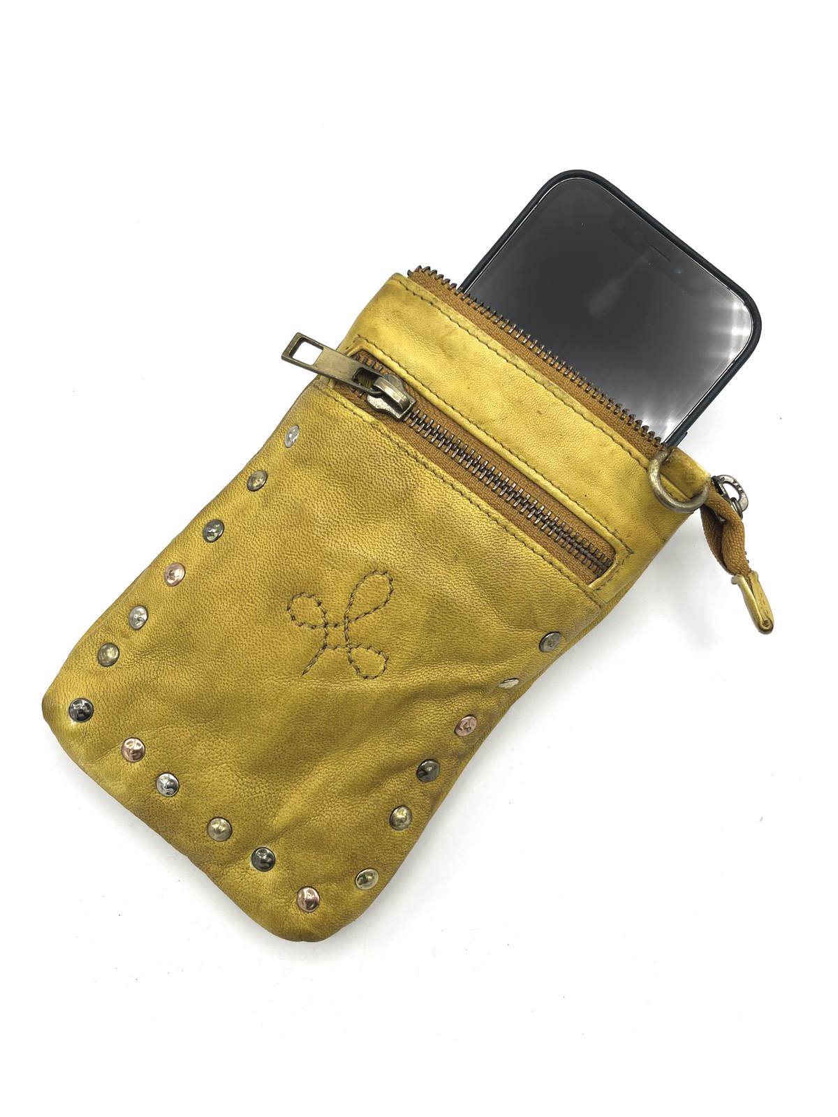 Phone case with strap in washed leather, Brand Juice, art. 052-JU02.422