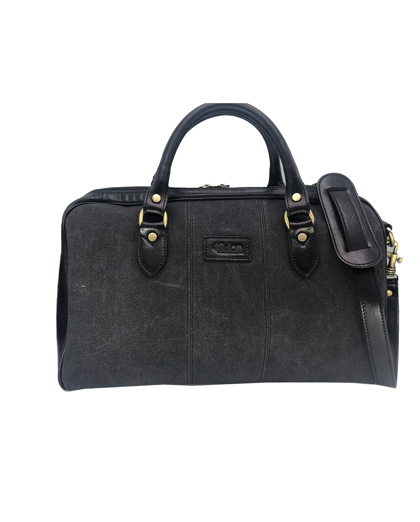 Hand buffered leather and canvas travel bag for men, Made in Italy, art.112255