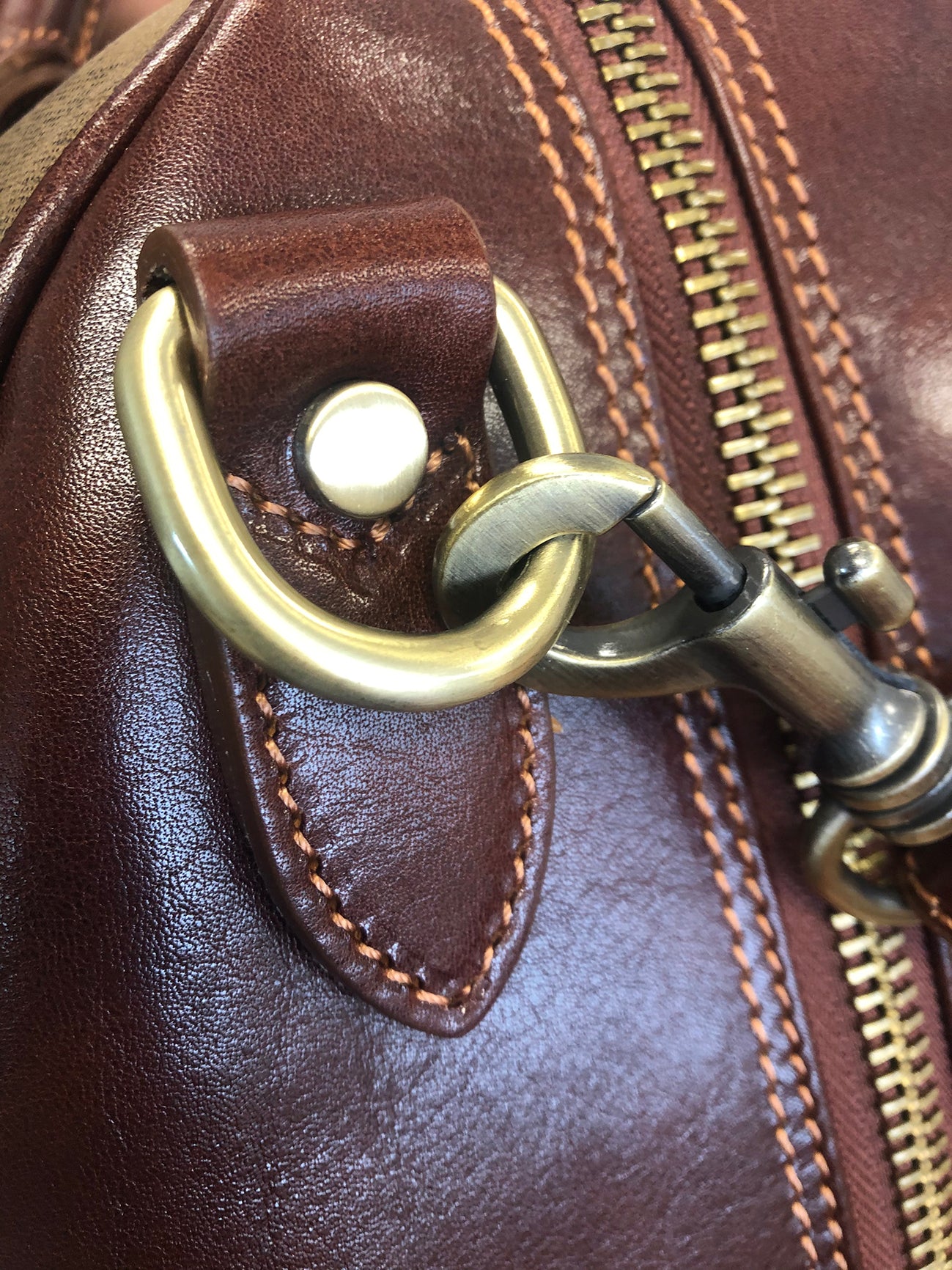 Hand buffered leather and canvas travel bag for men, Made in Italy, art.112255