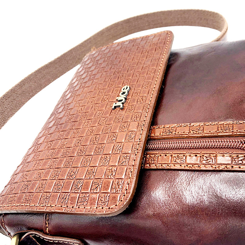 Borsa a tracolla in pelle tamponata a mano art.  112210