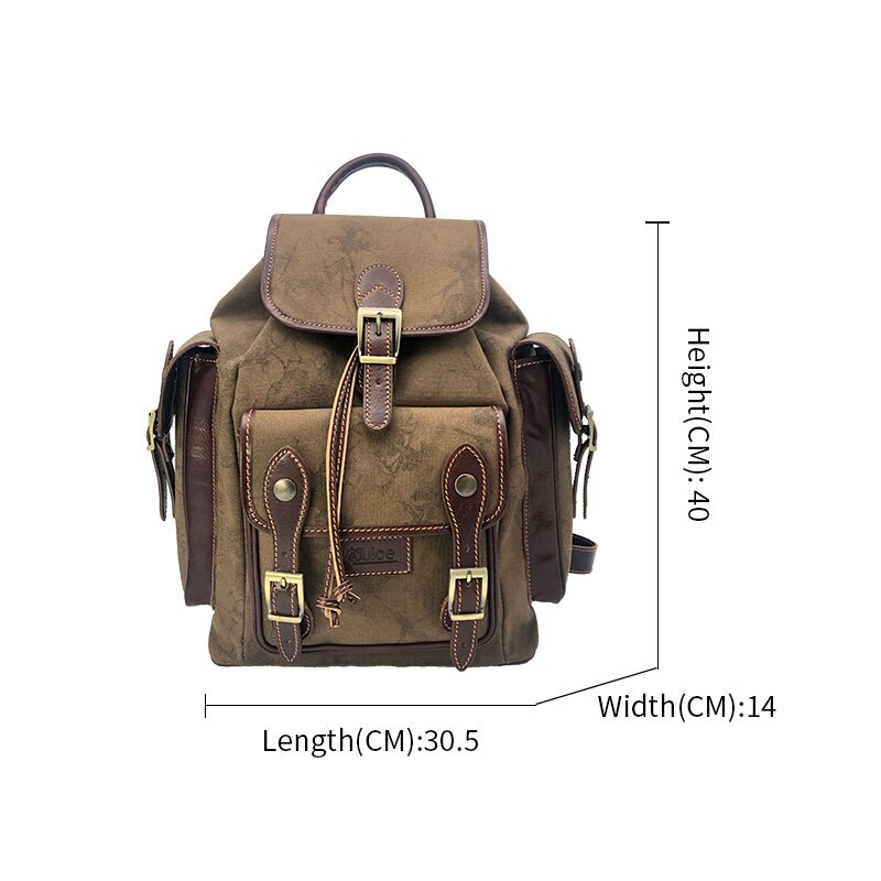 Hand buffered leather and canvas backpack art. 112248