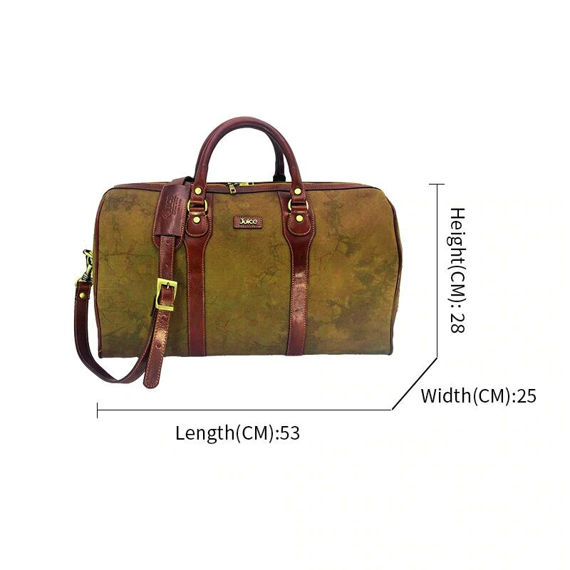 Hand buffered leather and canvas travel bag art. 112243