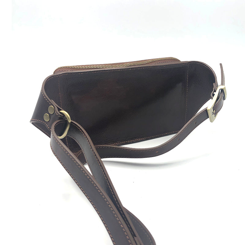 Hand buffered leather belt and crossbody bag art. 112211