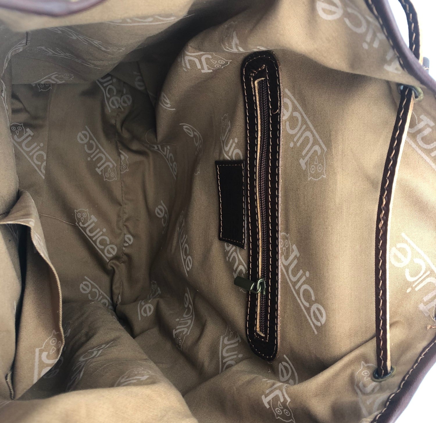 Hand buffered leather and canvas backpack art. 112248