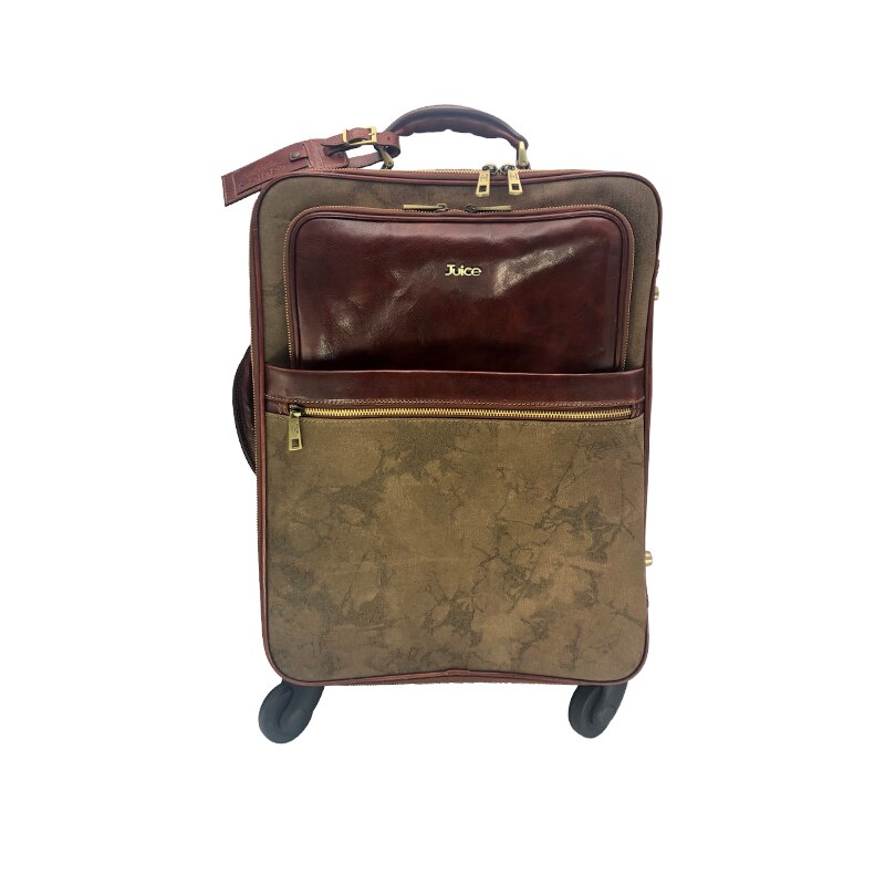 Hand buffered leather and canvas trolley art. 112239