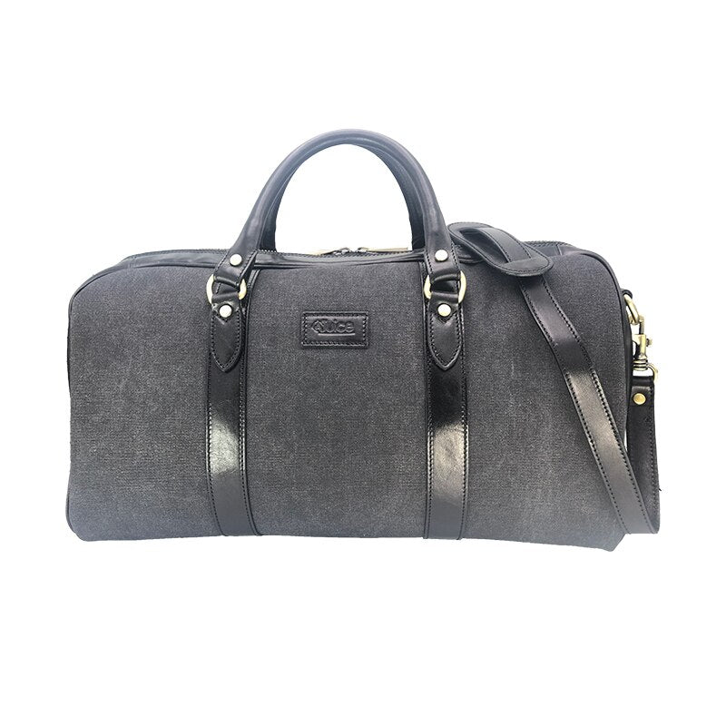 Hand buffered leather and canvas travel bag art. 112246