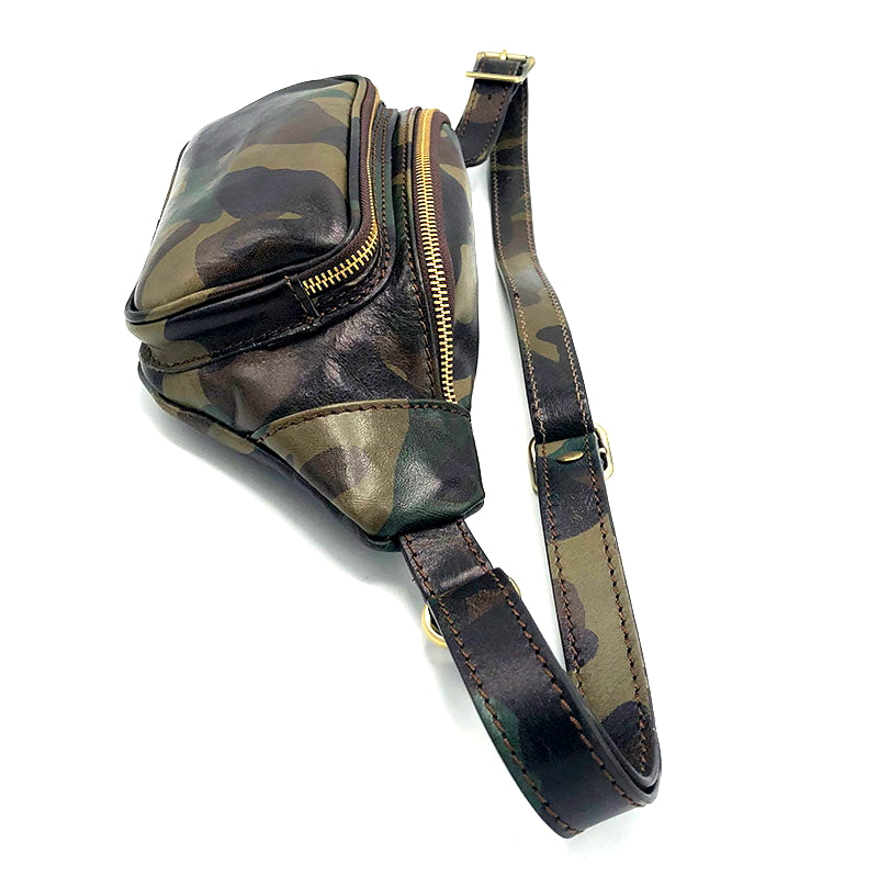 Printed leather belt and crossbody bag art. 112228