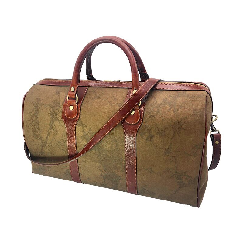 Hand buffered leather and canvas travel bag art. 112243
